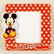 İyiki Doğdun Oturan Mickey Mouse Kırmızı Üzerine Beyaz Puantiyeli Magnetli Fotoğraf Çerçevesi