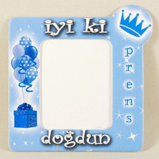İyiki Doğdun Prens Mavi Magnetli Fotoğraf Çerçevesi