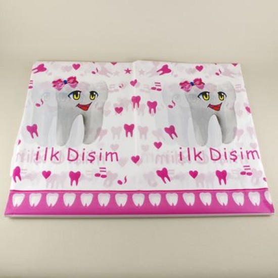 İlk Dişim Pembe Diş Resimli Masa Örtüsü