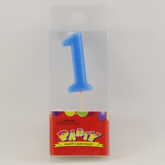 1 Rakamlı Mum Kürdana Takılı Renkli 4.5 Cm