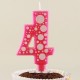 4 Rakamı Pembe Baloncuk Desenli Rakam Mum