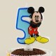 5 Rakamlı Mavi Üç Boyutlu Mickey Mouse Mumu