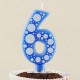 6 Rakamı Mavi Baloncuk Desenli Rakam Mum