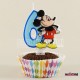 6 Rakamlı Mavi Üç Boyutlu Mickey Mouse Mumu