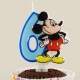 6 Rakamlı Mavi Üç Boyutlu Mickey Mouse Mumu