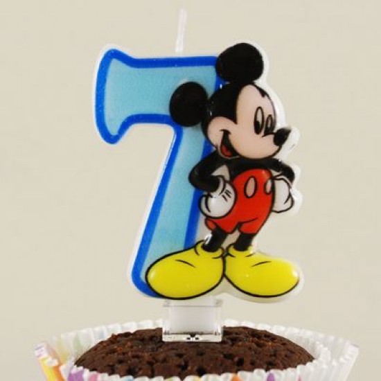 7 Rakamlı Mavi Üç Boyutlu Mickey Mouse Mumu