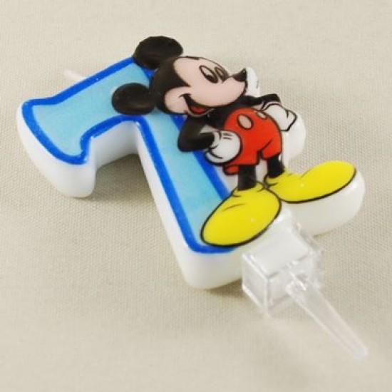 7 Rakamlı Mavi Üç Boyutlu Mickey Mouse Mumu