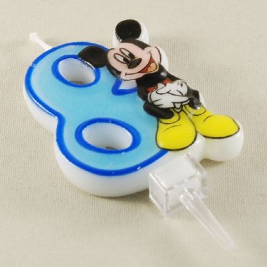 8 Rakamlı Mavi Üç Boyutlu Mickey Mouse Mumu