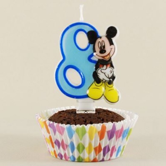 8 Rakamlı Mavi Üç Boyutlu Mickey Mouse Mumu
