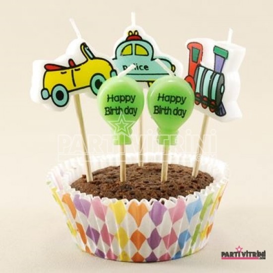 Araçlar Ve Balon Mum Kürdanlı 5 Adet