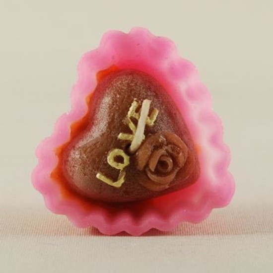 Cupcake Şeklinde Pembe Kalp Mum