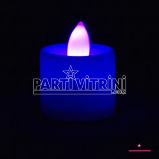 Rengarenk Yanan Pilli Dekoratif Mum Büyük Boy