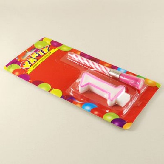 Müzikli Mum 1 Bir Rakamı Pembe Renkli