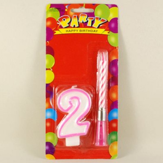 Müzikli Mum 2 İki Rakamı Pembe Renkli