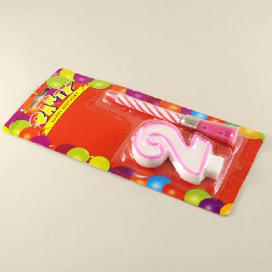 Müzikli Mum 2 İki Rakamı Pembe Renkli