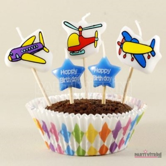 Uçak Ve Yıldız Mum Kürdanlı 5 Adet