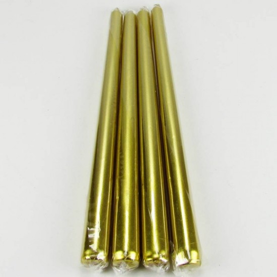 Gold (Altın) Renk Şamdan Mumu 4 Adet 24 Cm