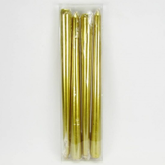 Gold (Altın) Renk Şamdan Mumu 4 Adet 24 Cm