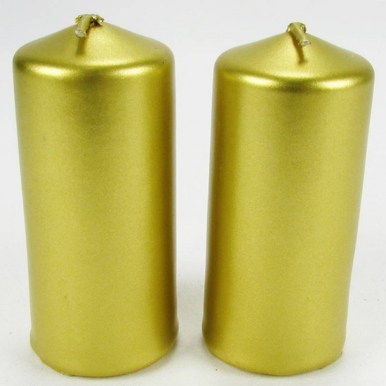 Gold Renk Dekoratif Mumlar 2 Adet 7.5 Cm