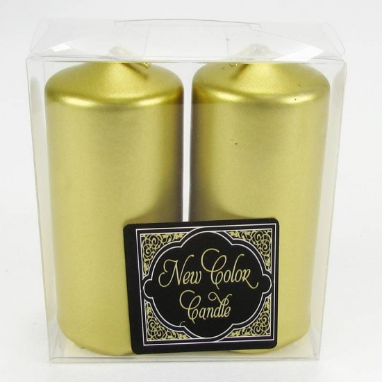 Gold Renk Dekoratif Mumlar 2 Adet 7.5 Cm