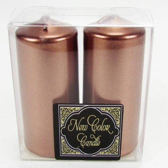 Rose Gold Renk Dekoratif Mumlar 2 Adet 7.5 Cm