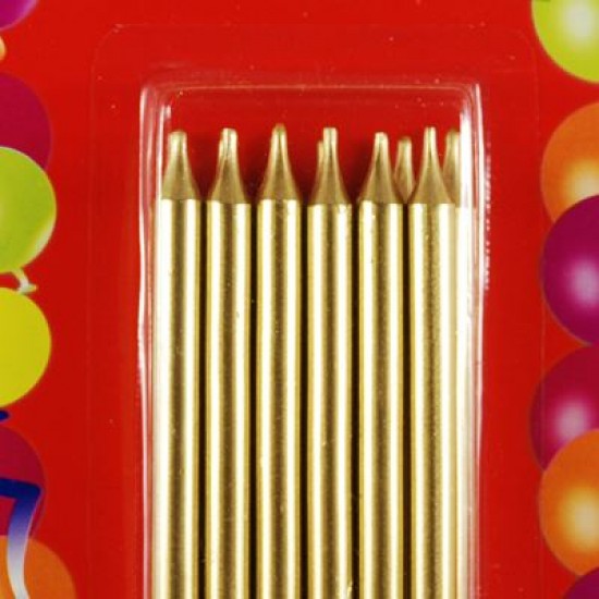 Altın Renk Uzun Mum Seti 12 Adet 12 Cm