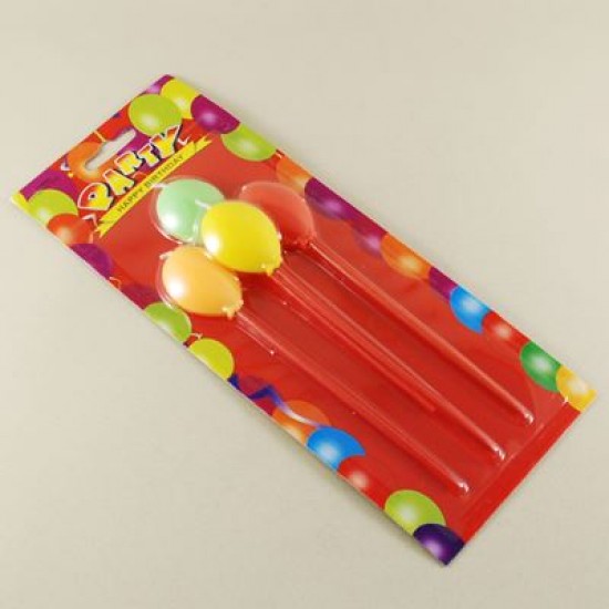 Balon Şeklinde 4 lü Renkli Uzun Mum Seti