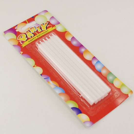 Beyaz Renk Uzun Mum Seti 12 Adet 12 Cm