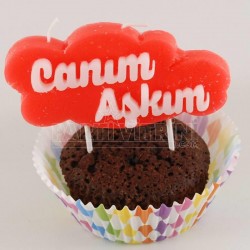 Canım Aşkım Kırmızı Renkli Parti Mumu