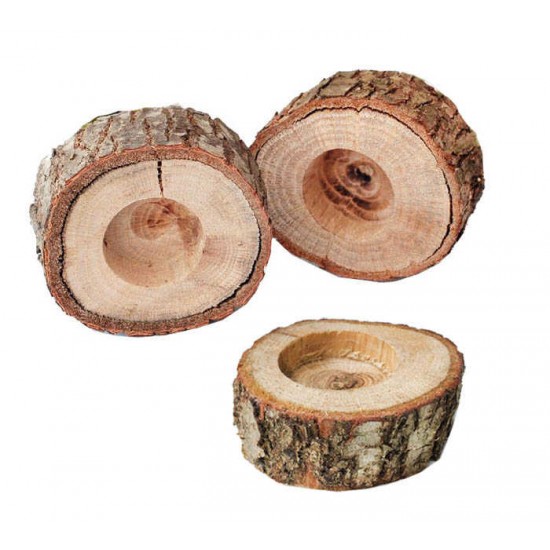 Doğal Ağaçtan Kütük Tealight Mumluk