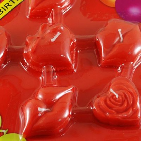 Dudak Ve Kalp Mum Seti Kırmızı 6 Adet