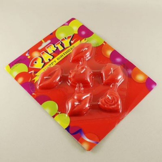 Dudak Ve Kalp Mum Seti Kırmızı 6 Adet