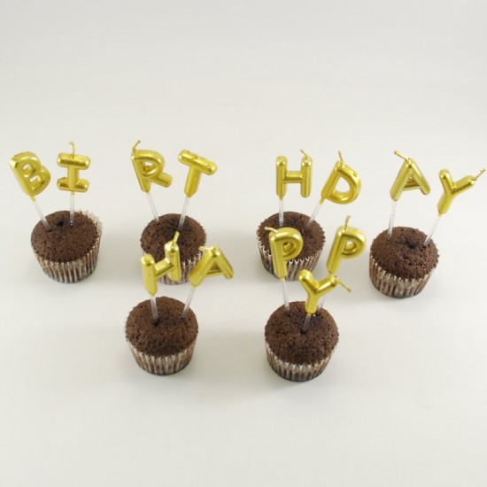 Happy Birthday Altın Renk Mum Seti