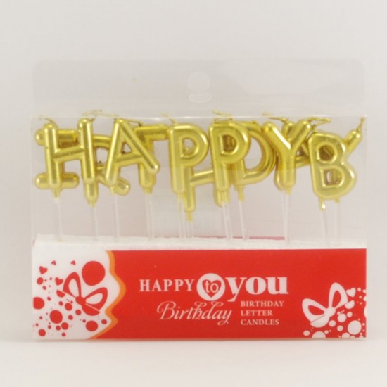 Happy Birthday Altın Renk Mum Seti