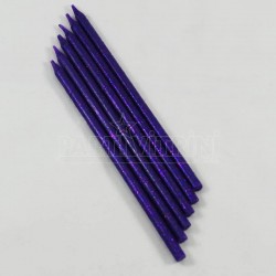 Mor Renk Simli Uzun Mum Seti 6 Adet