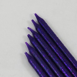 Mor Renk Simli Uzun Mum Seti 6 Adet