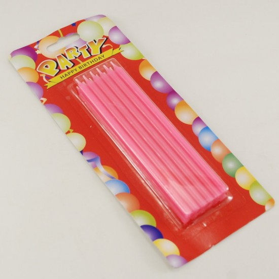 Pembe Uzun Mum Seti 12 Adet 12 Cm