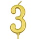 3 Üç Rakamlı Gold Mum7 Cm