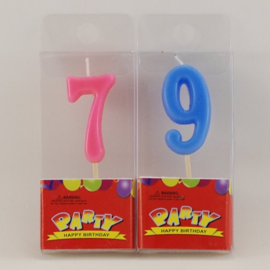 Rakam Mum Kürdana Takılı Pembe - Mavi Renkli 4.5 Cm