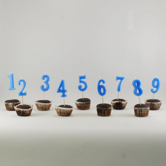 Rakam Mum Kürdana Takılı Pembe - Mavi Renkli 4.5 Cm