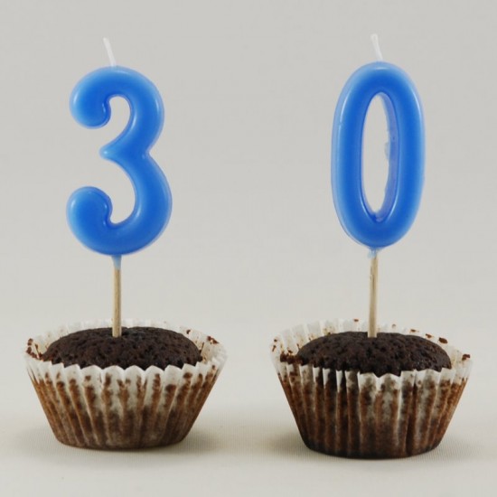 Rakam Mum Kürdana Takılı Pembe - Mavi Renkli 4.5 Cm