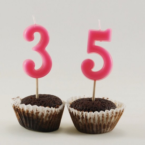 Rakam Mum Kürdana Takılı Pembe - Mavi Renkli 4.5 Cm