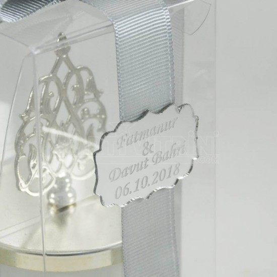 Hediyelik İsimli Mum Cam Bardaklı Ve Şeffaf Süslenmiş Kutulu