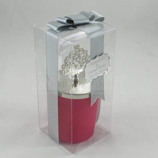 Hediyelik İsimli Mum Cam Bardaklı Ve Şeffaf Süslenmiş Kutulu