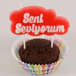 Seni Seviyorum Kırmızı Renkli Parti Mumu