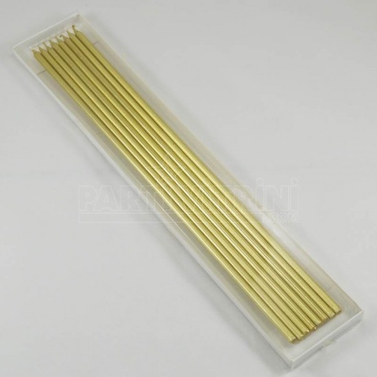 Gold (Altın) Renk Uzun Mum Seti 8 Adet 30 Cm