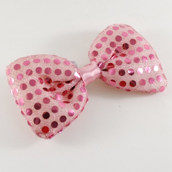 Işıklı Ve Pullu Parti Papyonu Pembe Renk