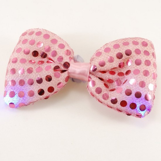 Işıklı Ve Pullu Parti Papyonu Pembe Renk