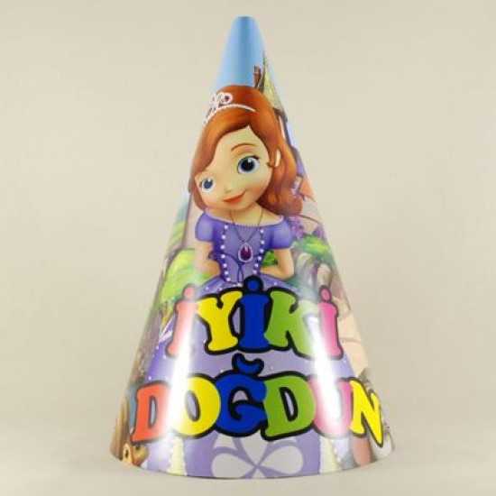 Prenses Sofia Doğum Günü Karton Şapka Ve Maske Seti Parti Malzemesi