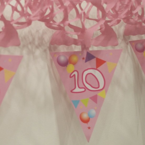 10 Rakamlı Pembe Balonlu Uzar Kapı Ve Tavan Parti Süsü